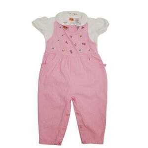 Vintage Mckids 18m Y2k Pink Gingham Romper Set Outfit Snaps Cottagecore Girls